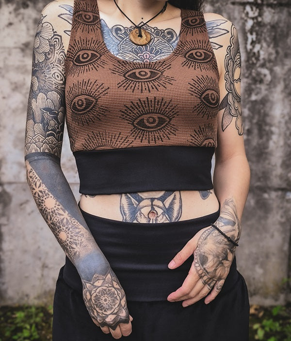 Brown Eyelet Croptop