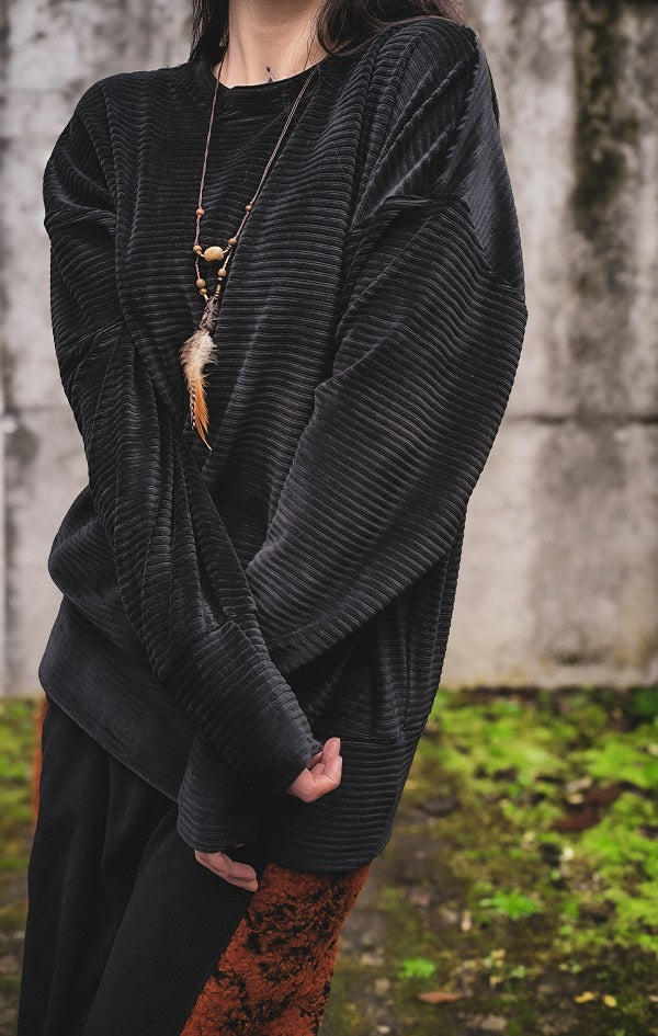 Cordpullover Schwarz