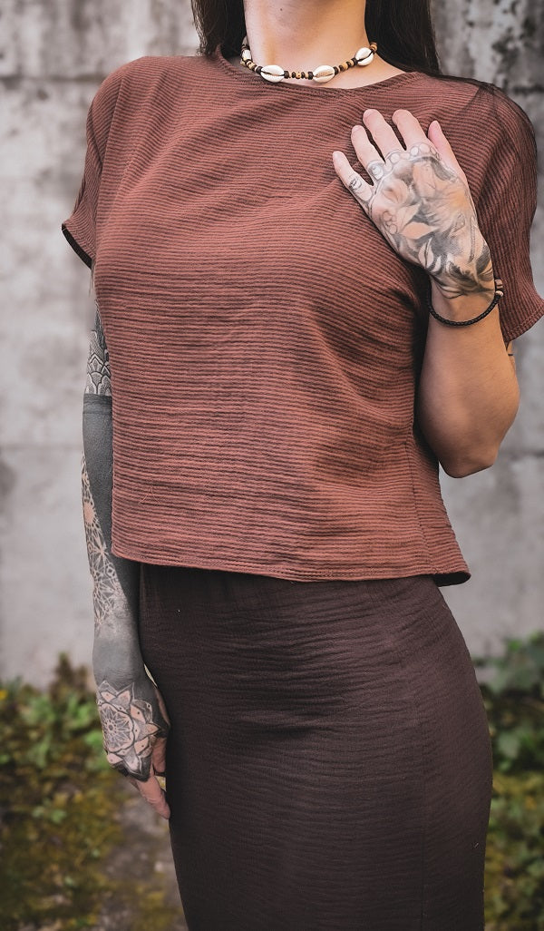 Musselin Streifen Shirt Schmal