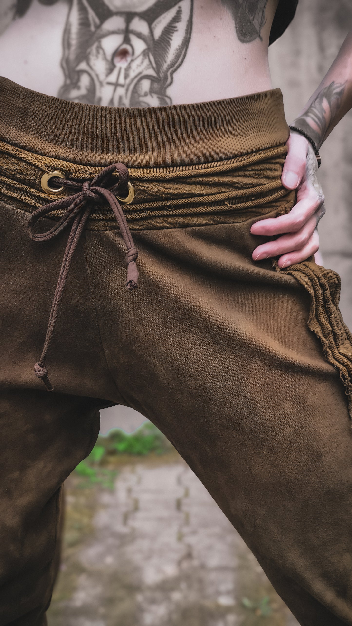Upcycling Destroyed Jogger Pants Khaki