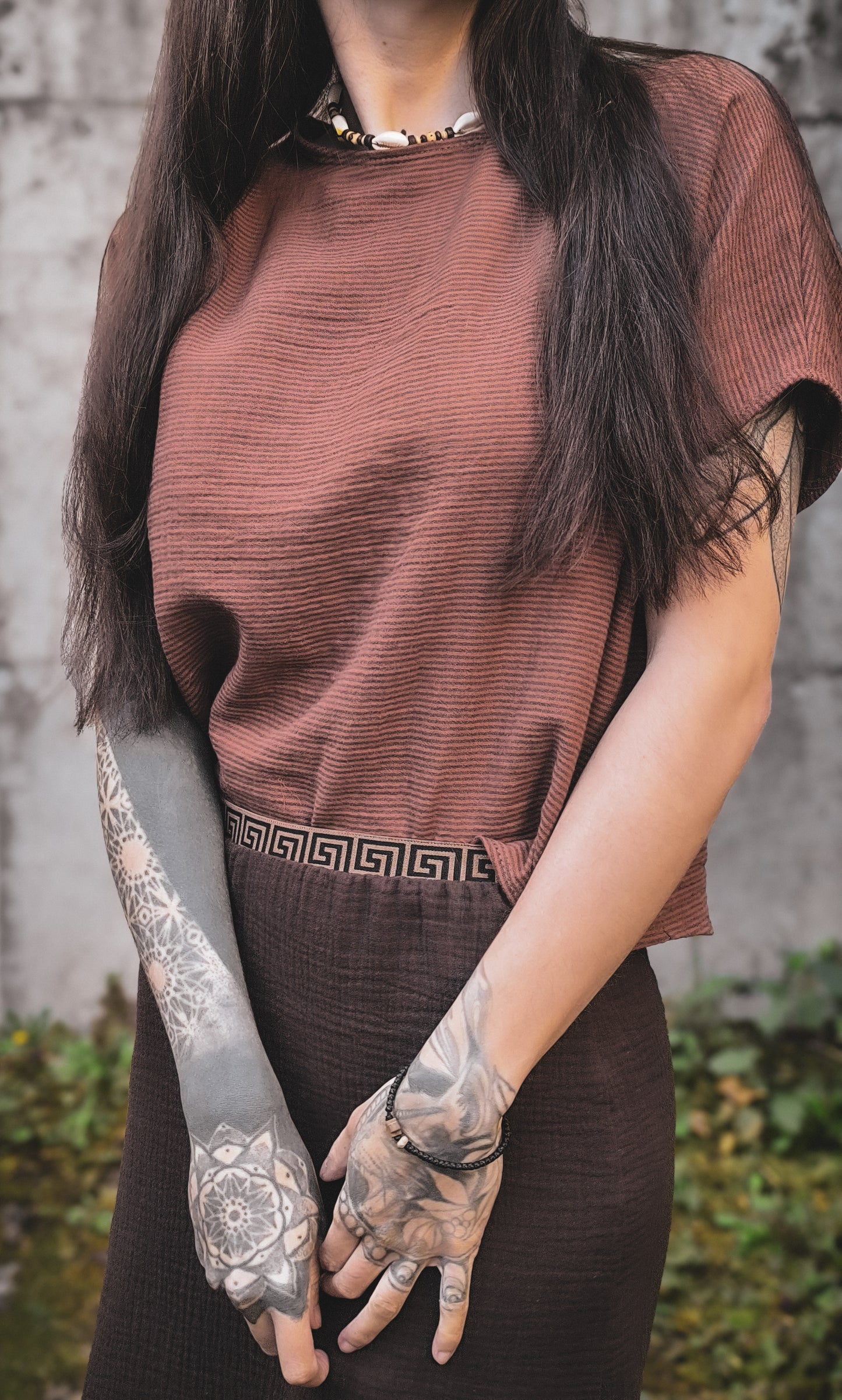 Musselin Streifen Shirt Schmal