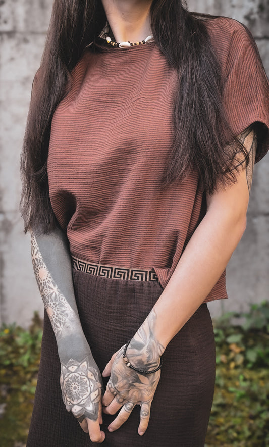 Musselin Streifen Shirt Schmal