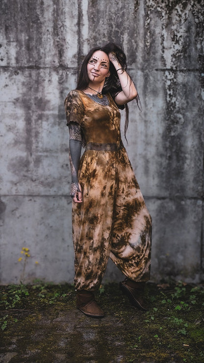 Tan Short Sleeve Jumpsuit