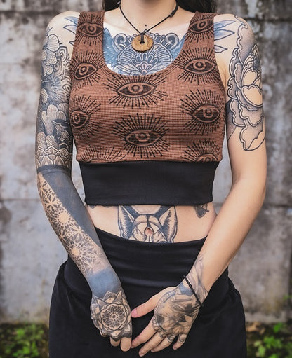 Brown Eyelet Croptop