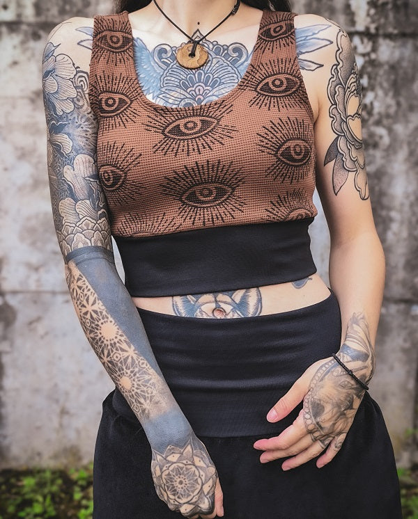 Brown Eyelet Croptop