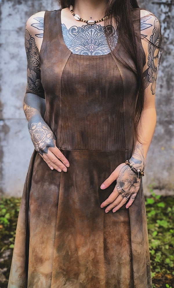 Gradient Tan Vokuhila Dress