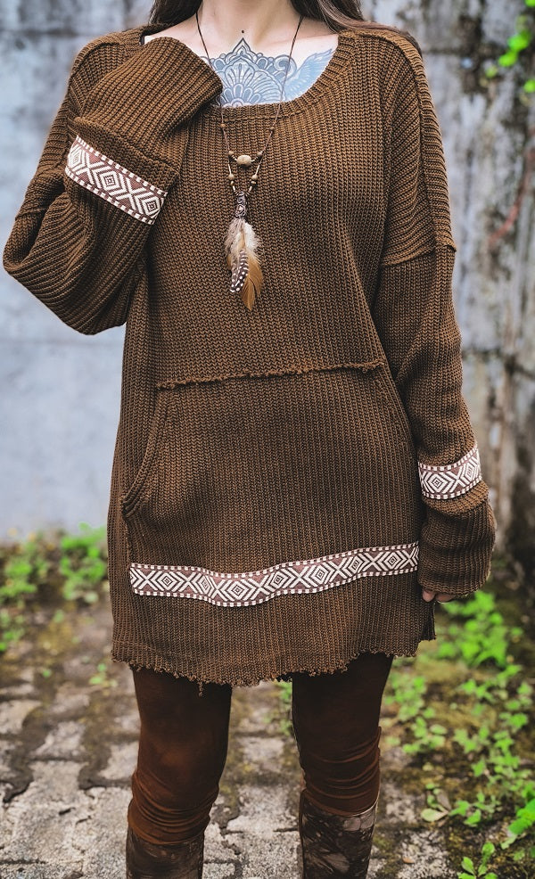 Grobstrick Longsweater Braun