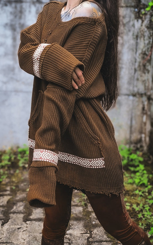 Grobstrick Longsweater Braun