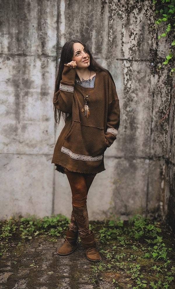 Grobstrick Longsweater Braun