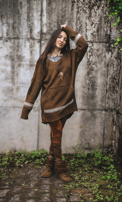 Grobstrick Longsweater Braun