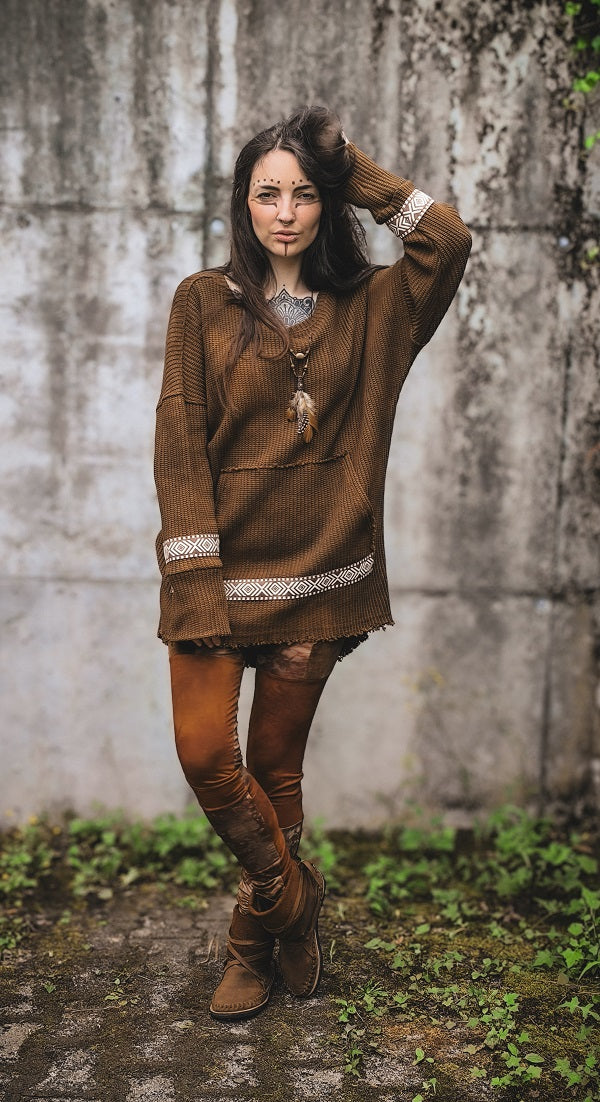 Grobstrick Longsweater Braun