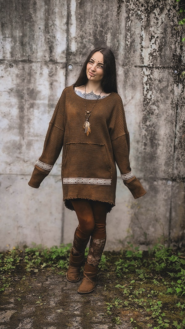 Grobstrick Longsweater Braun