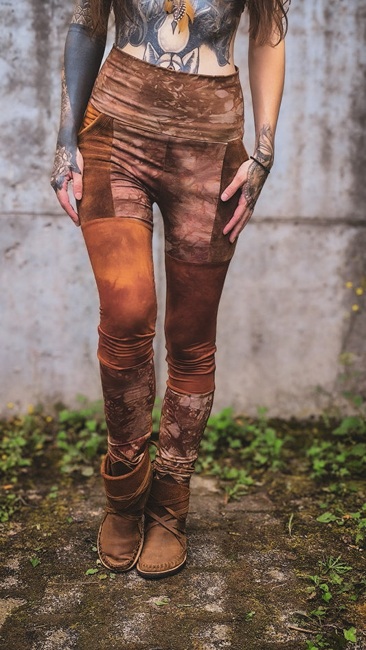 Patchwork Pocket Leggings Rost