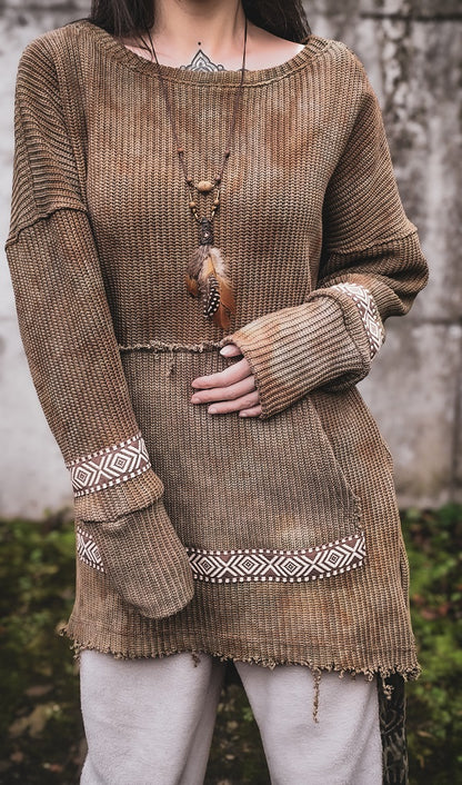 Grobstrick Longsweater Tan