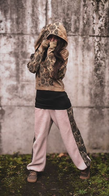 Eyelet Crophoodie Tan