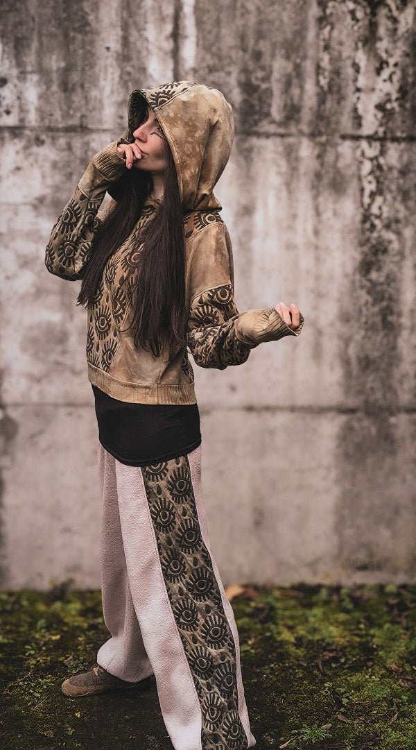 Eyelet Crophoodie Tan