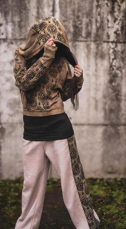 Eyelet Crophoodie Tan