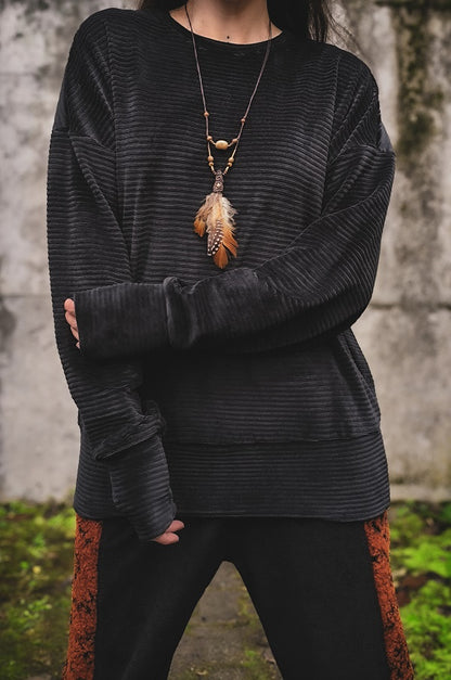 Cordpullover Schwarz