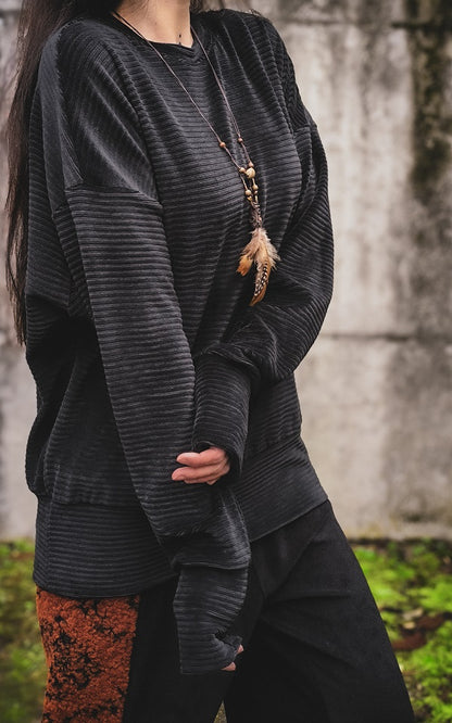 Cordpullover Schwarz