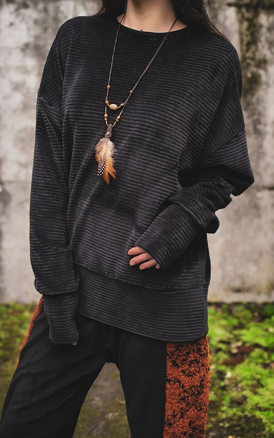 Cordpullover Schwarz