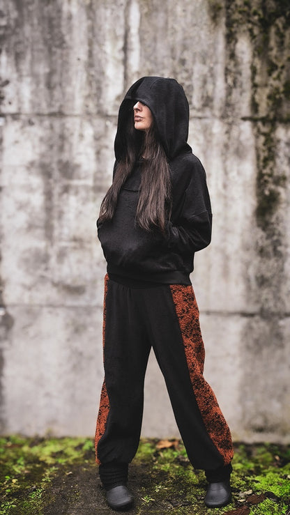 Frottee Crophoodie Schwarz