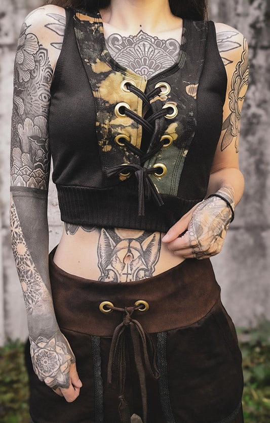 Croptop mit Schnürung Batik