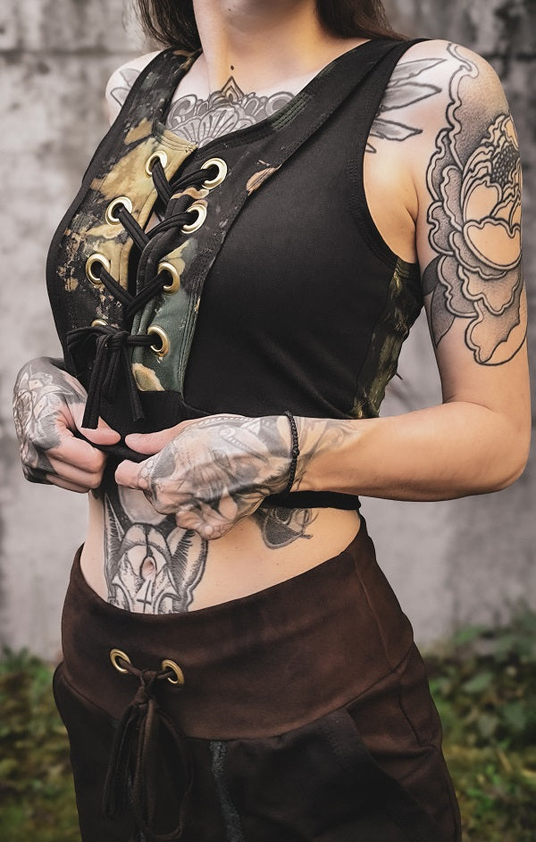 Croptop mit Schnürung Batik