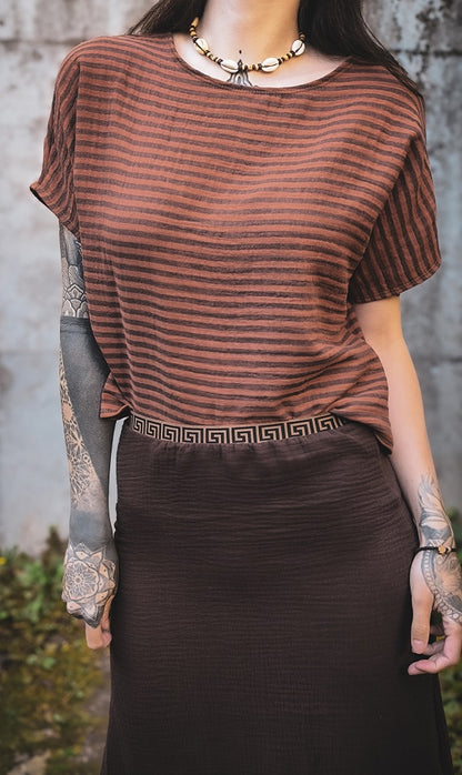 Musselin Streifen Shirt Breit