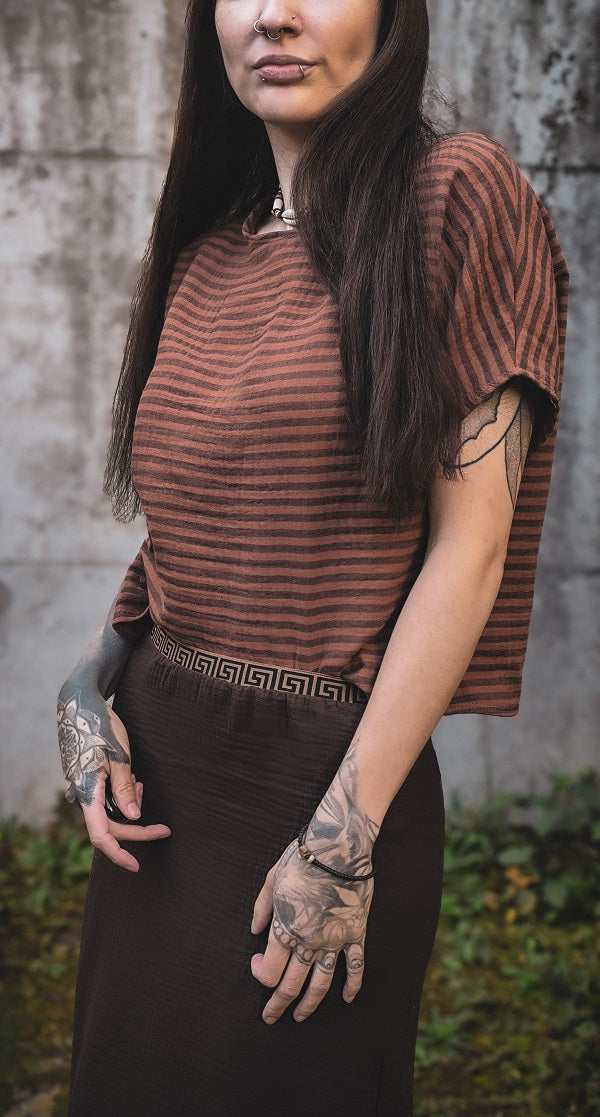 Musselin Streifen Shirt Breit