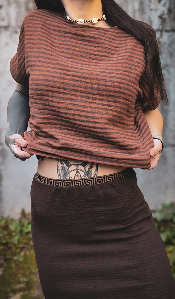 Musselin Streifen Shirt Breit