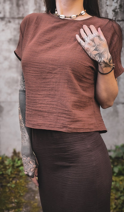 Musselin Streifen Shirt Schmal