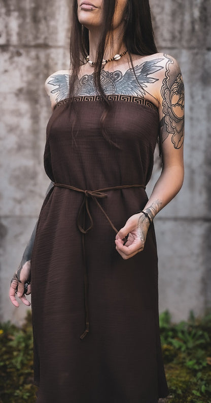 Musselin Bandeau Kleid Braun