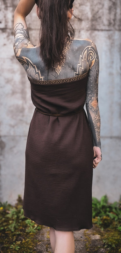 Musselin Bandeau Kleid Braun