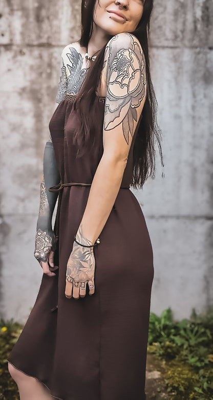 Musselin Bandeau Kleid Braun