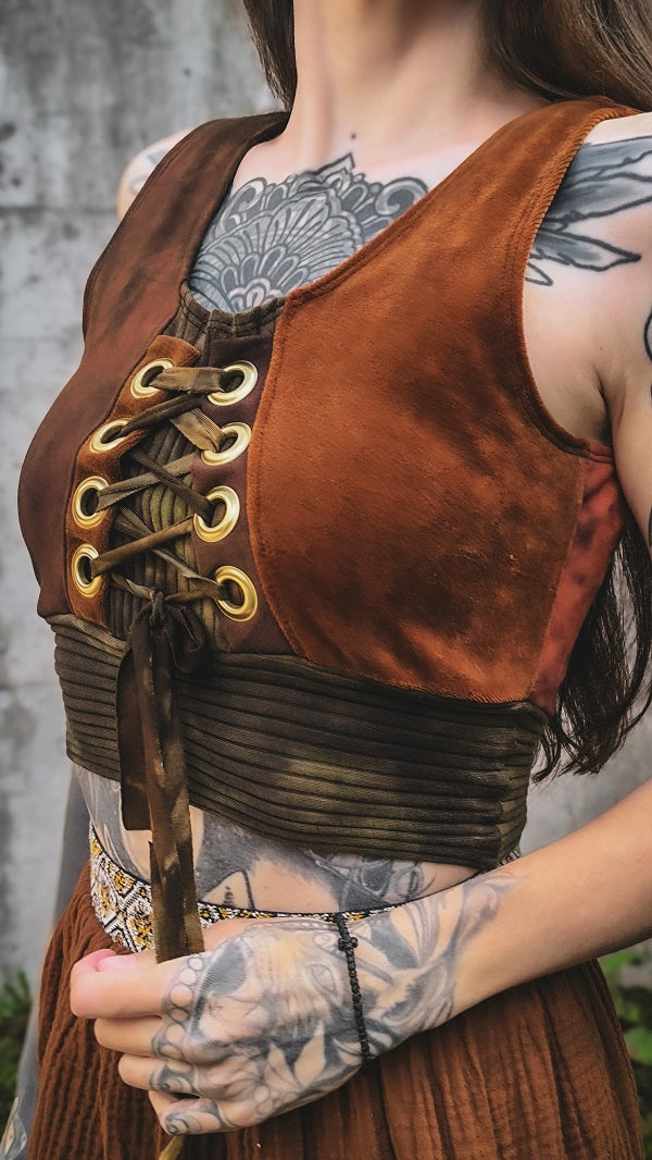 Croptop mit Schnürung Batik